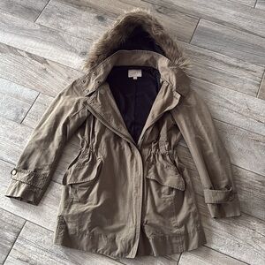 EUC LOFT surplus jacket w/ removable faux fur hood, SP
